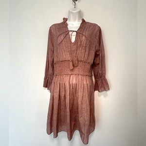 NWT - Boho Dusty Pink and Gold Dress